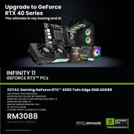 INFINITY 11 GEFORCE RTX™ PC - AMD RYZEN5-5600/ ZOTAC GAMING GeForce RTX™ 4060 Twin Edge 8GB/ MSI B550M PRO VDH WIFI/ 16GB 3200Mhz RAM/ 1TB NVME SSD/ SEGOTEP AN650W 650W 80+ PSU/ SE-224 XTS COOLER/ TECWARE INFINITY M ARGB MATX CASING